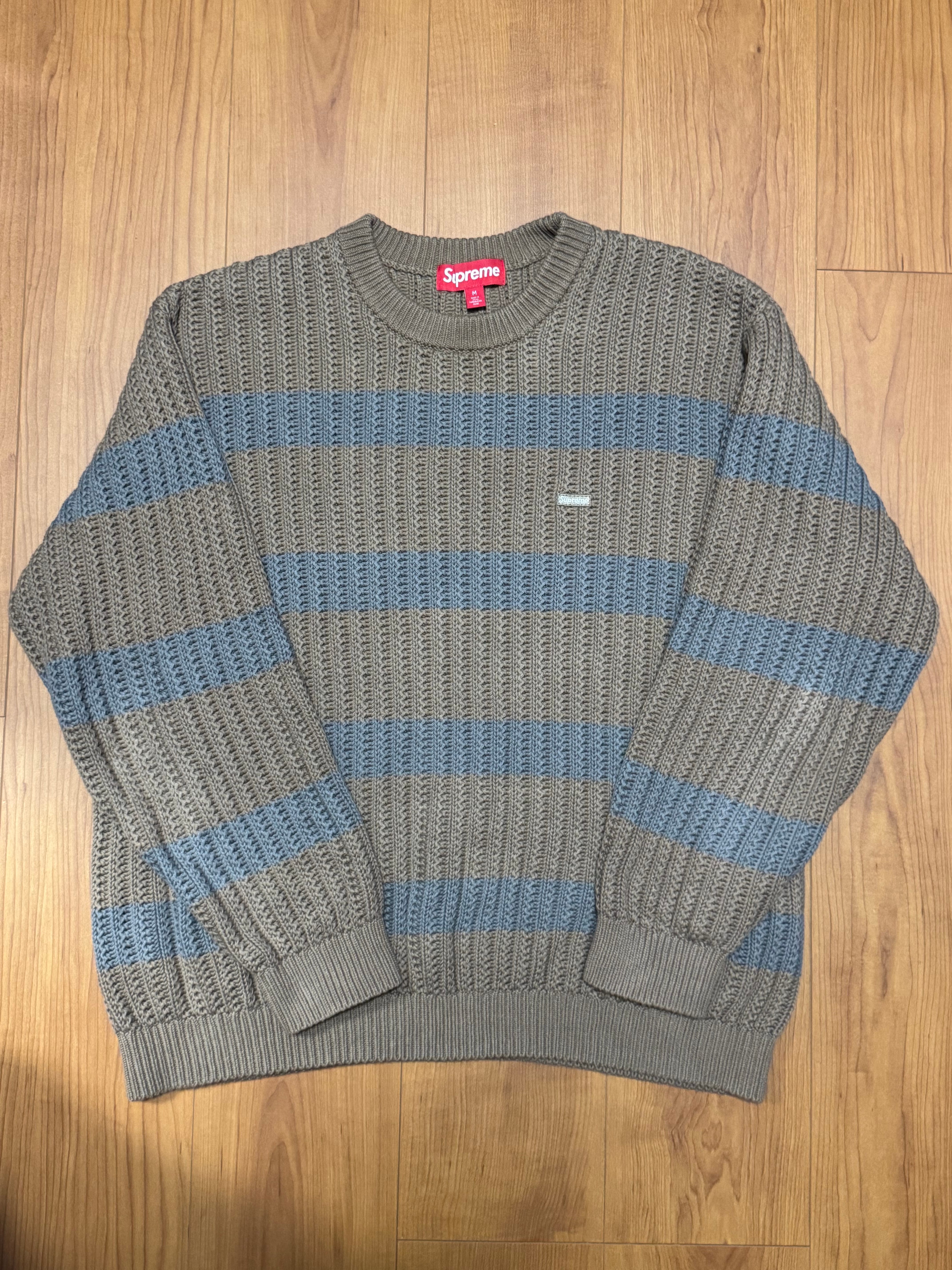 シュプリーム ルーズゲージ ストライプ スモール ボックス セーター "カーキ"