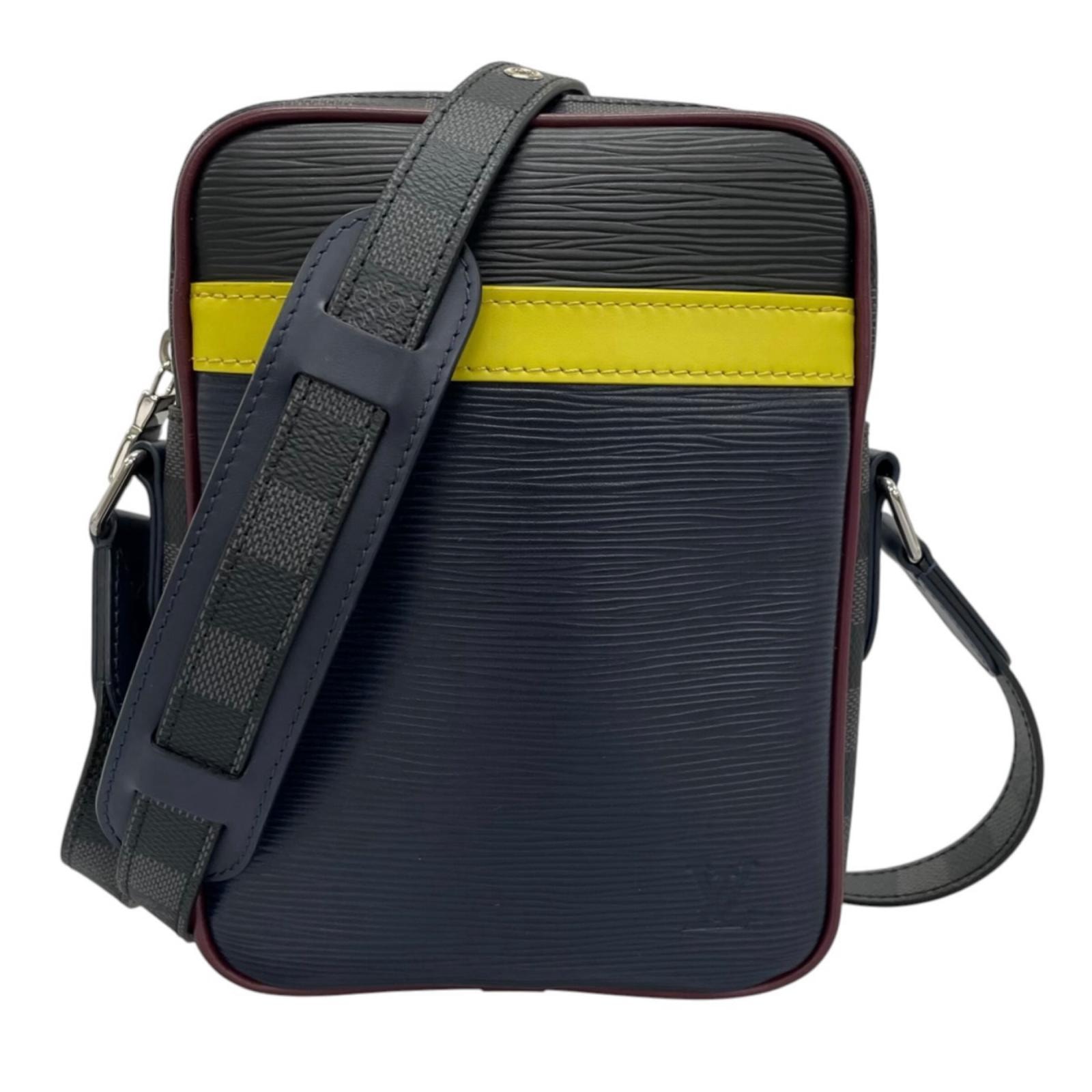 ルイヴィトン ダヌーブスリム エピ×ダミエグラフィット ショルダーバッグ エピレザー M55100 ネイビー メンズ LOUIS VUITTON 中古