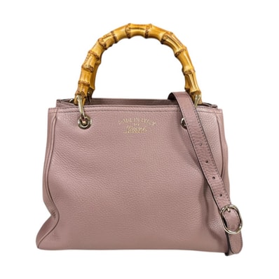 グッチ バンブー ショルダーバッグ レザー 336032 ピンク レディース GUCCI 中古