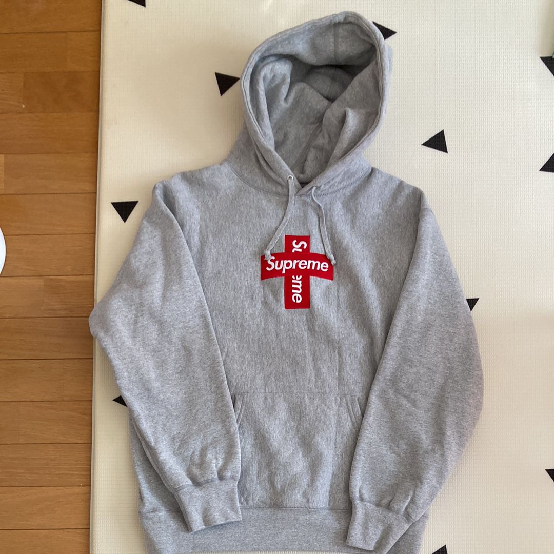 Supreme Cross Box Logo Hooded Sweatshirt "Grey"