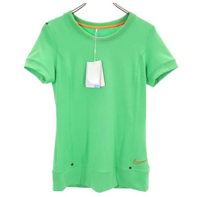 未使用 NIKE GOLF ナイキゴルフ ロゴ刺繍 ゴルフ 半袖 ハーフジップ Tシャツ M グリーン スポーツ ワンポイント