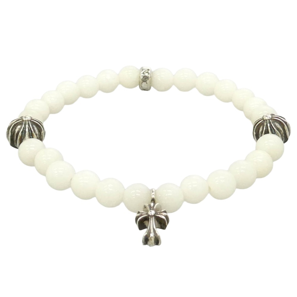 Chrome Hearts 6mm 4 Silver Cross Bead Bracelet "White"