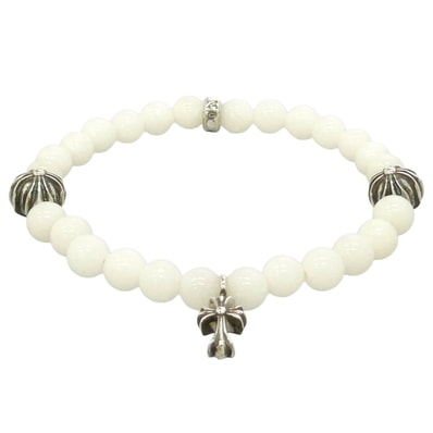 Chrome Hearts 6mm 4 Silver Cross Bead Bracelet "White"