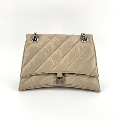 BALENCIAGA Crush Medium Chain Bag Quilted "Brown"