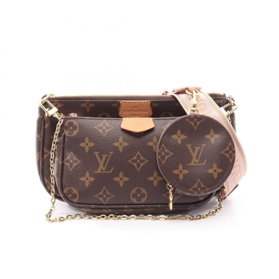 ルイ・ヴィトン LOUIS VUITTON ミュルティ ポシェット アクセソワール モノグラム ローズクレール ショルダーバッグ バッグ PVCコーティングキャンバス レザー ピンク レディース ブラウン系 / ピンク系 M44840