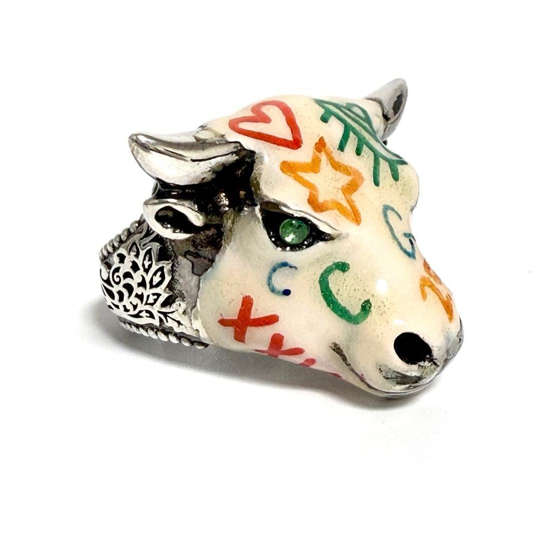 【13号・希少】グッチ メンズ アンガーフォレスト ブルズヘッド リング 指輪