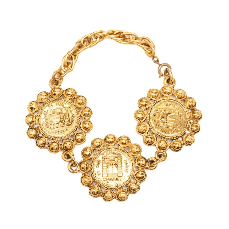 シャネル 31 RUE CAMBON カンボン チェーン ブレスレット  ゴールド メッキ GP レディース CHANEL 中古