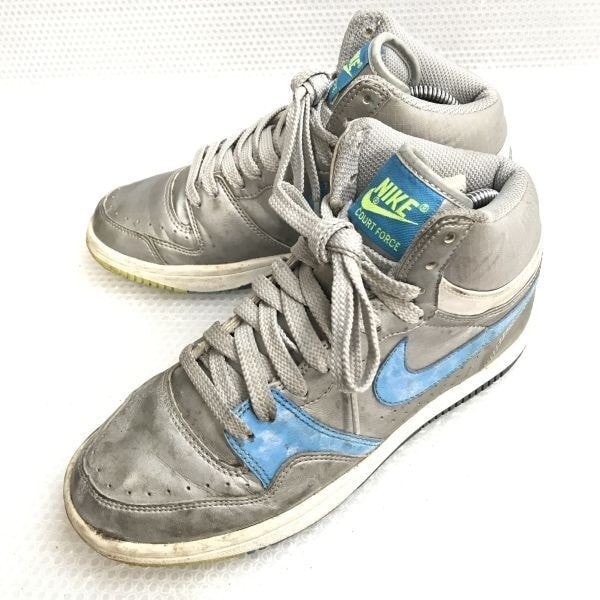 ナイキ/NIKE★COURT FORCE/ハイカットスニーカー【23.5/レディース/銀×水色/silver】315113-041/sneakers/Shoes/trainers◆E-108