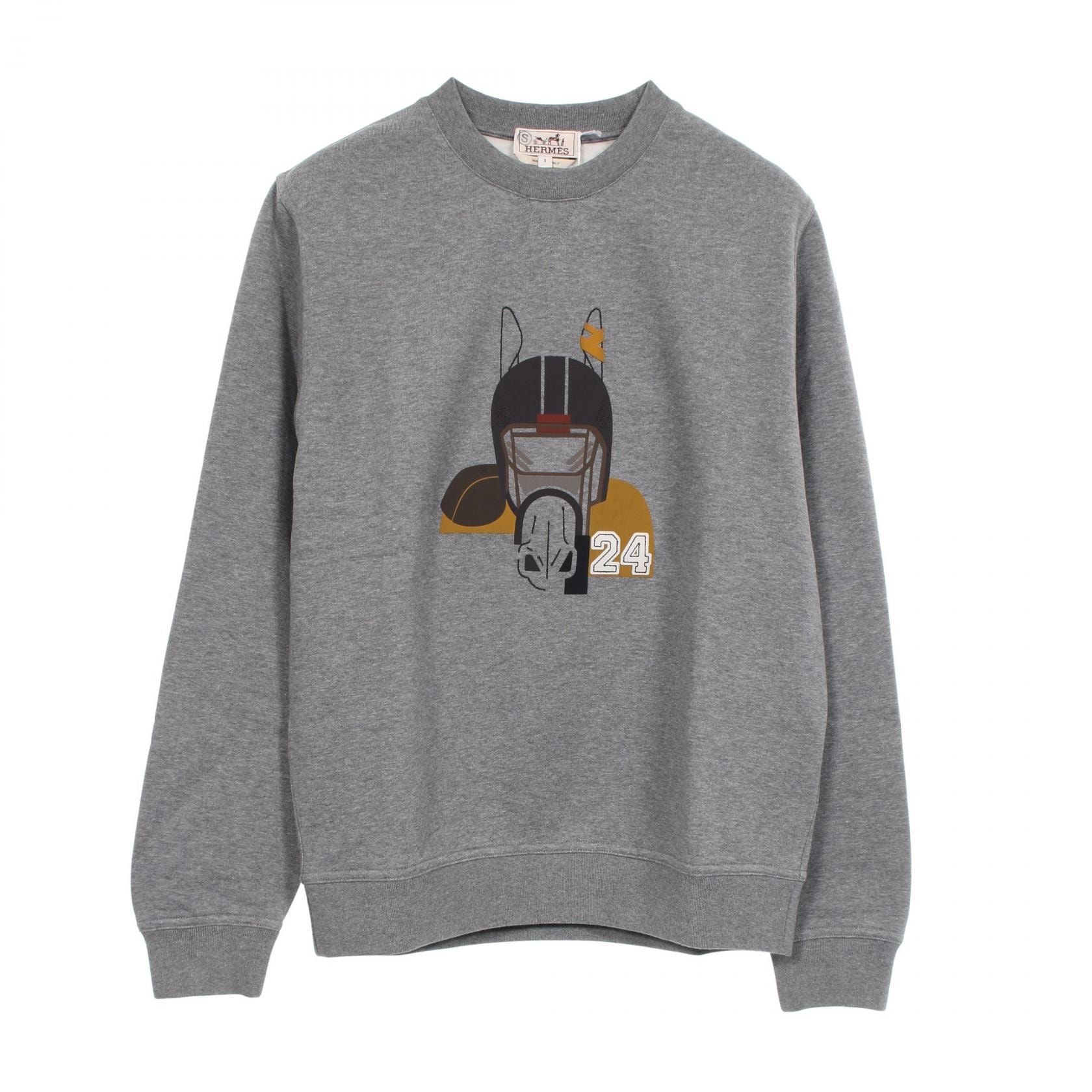 エルメス HERMES Quarterb'H スウェット 衣料品 トップス コットン メンズ グレー系 【中古】