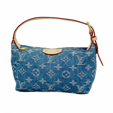 【6de5533-h】ルイヴィトン ハンドバッグ モノグラム・デニム ポシェットヒルズ M82949 ブルー【中古】レディース