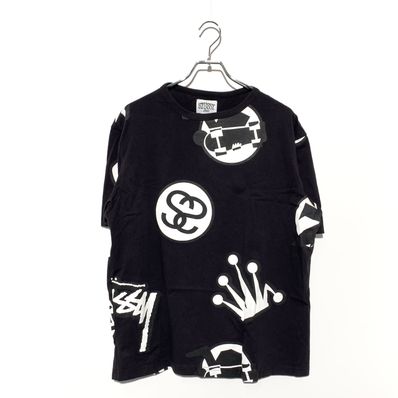STUSSY MULTI LOGO PRINT TEE Black