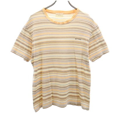 ETRO エトロ 日本製 ボーダー柄 半袖 Tシャツ ペールオレンジ系