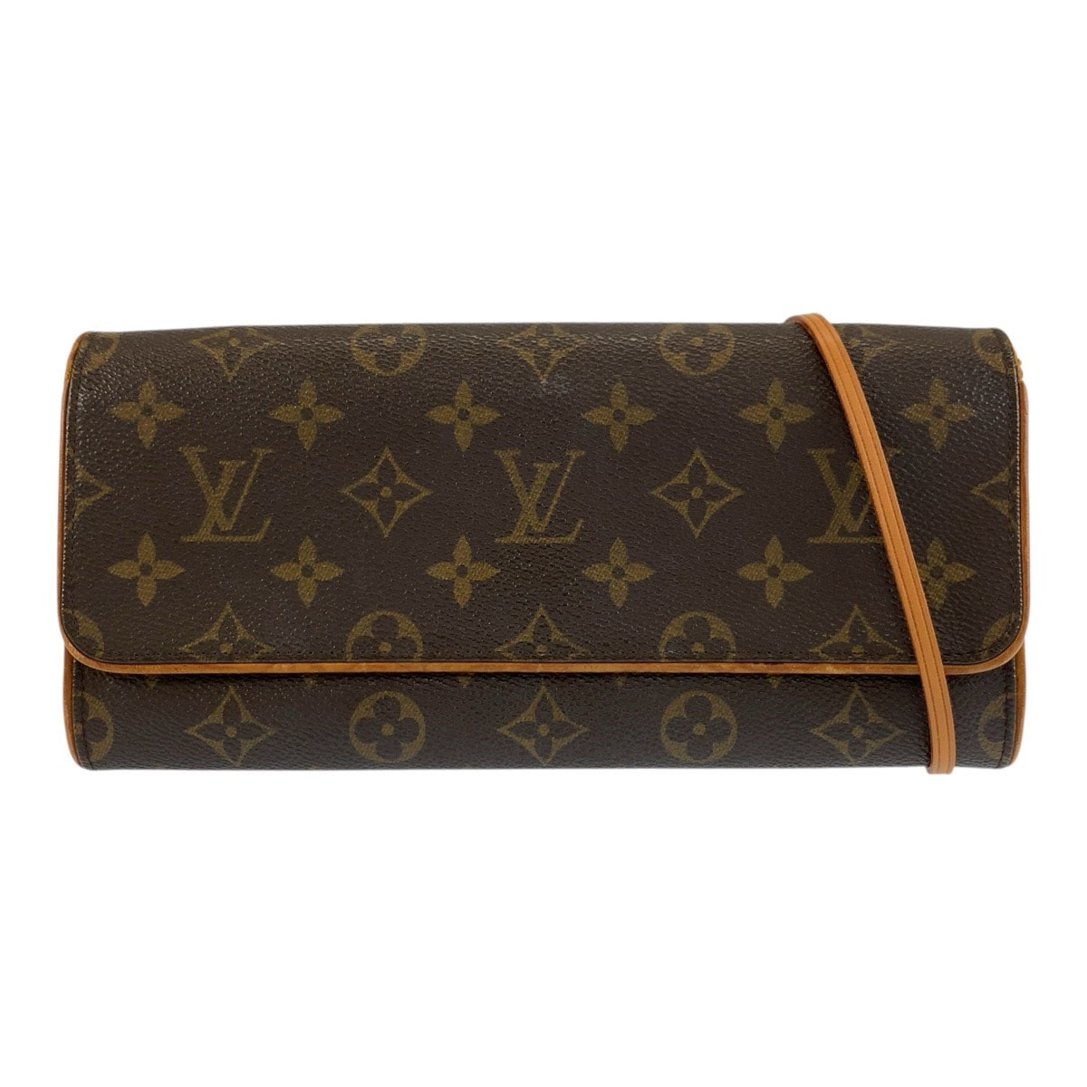 LOUIS VUITTON ルイヴィトン モノグラム ポシェットツインGM ブラウン ゴールド金具 PVC レザー/ ショルダーバッグ ポシェット 1-0294304 【中古】