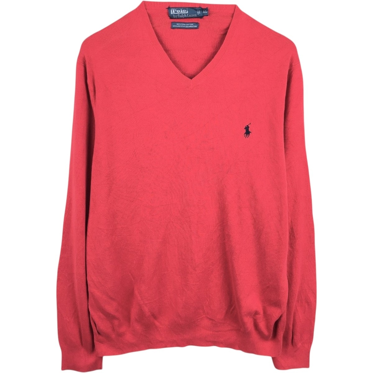 古着 ラルフローレン Ralph Lauren POLO by Ralph Lauren Vネック ピマコットンニットセーター メンズXL相当/eaa654193