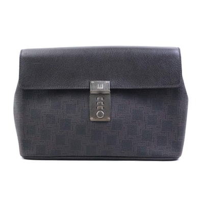 ダンヒル Dunhill セカンドバッグ PVCコーティングキャンバス/レザー ブラウン メンズ【中古】 h31677a