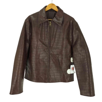 EMBOSSED FAUX LEATHER JACKET【1143808998434】