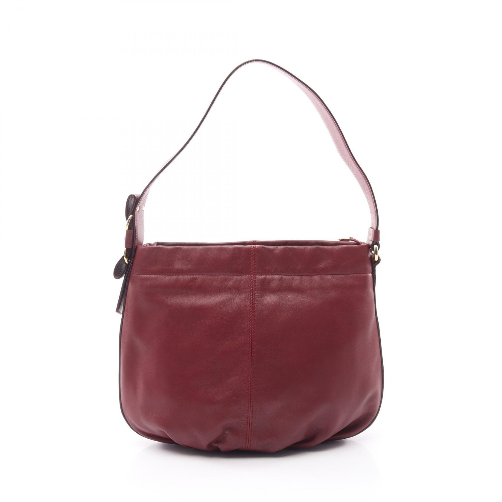 サルヴァトーレフェラガモ Salvatore Ferragamo ヴァラ ショルダーバッグ バッグ レザー レディース ボルドー系 21 D443 【中古】