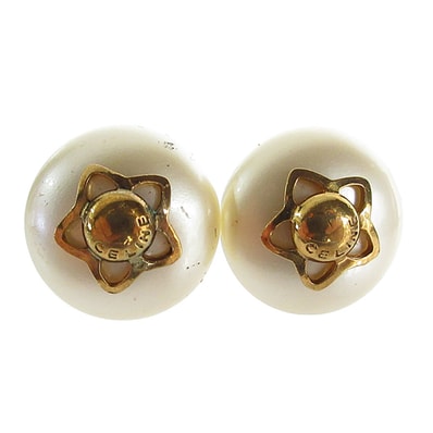 セリーヌ CELINE イヤリング メタル/レジン シャンパンゴールド×ゴールド レディース【中古】 k0061a