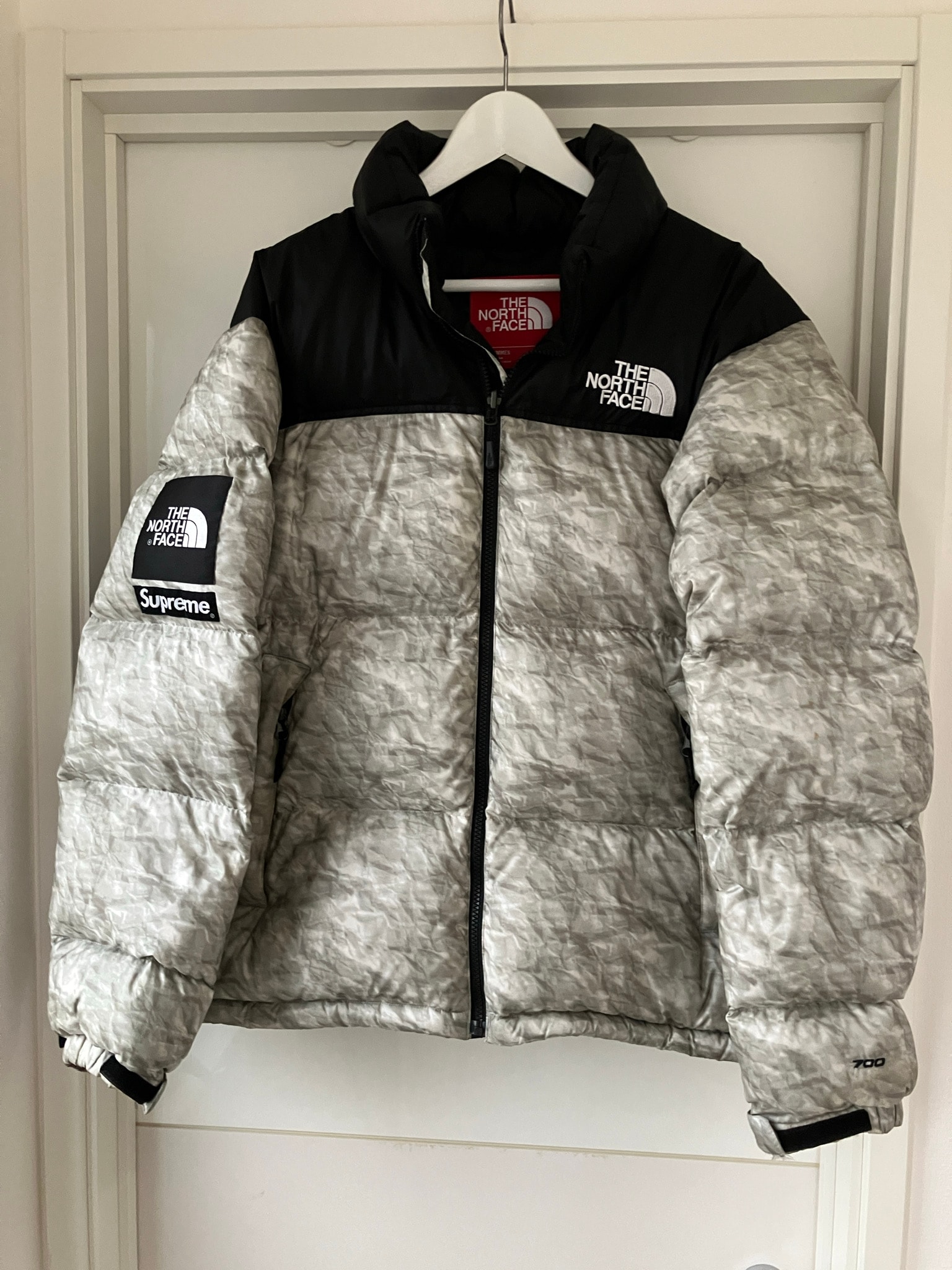 Supreme x The North Face Nuptse Jacket "White Paper Print"