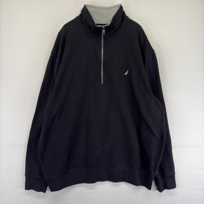古着 ノーティカ NAUTICA ジャケット ハーフジップ トレーナー スウェット 大きいサイズ 2XL ブラック メンズ
