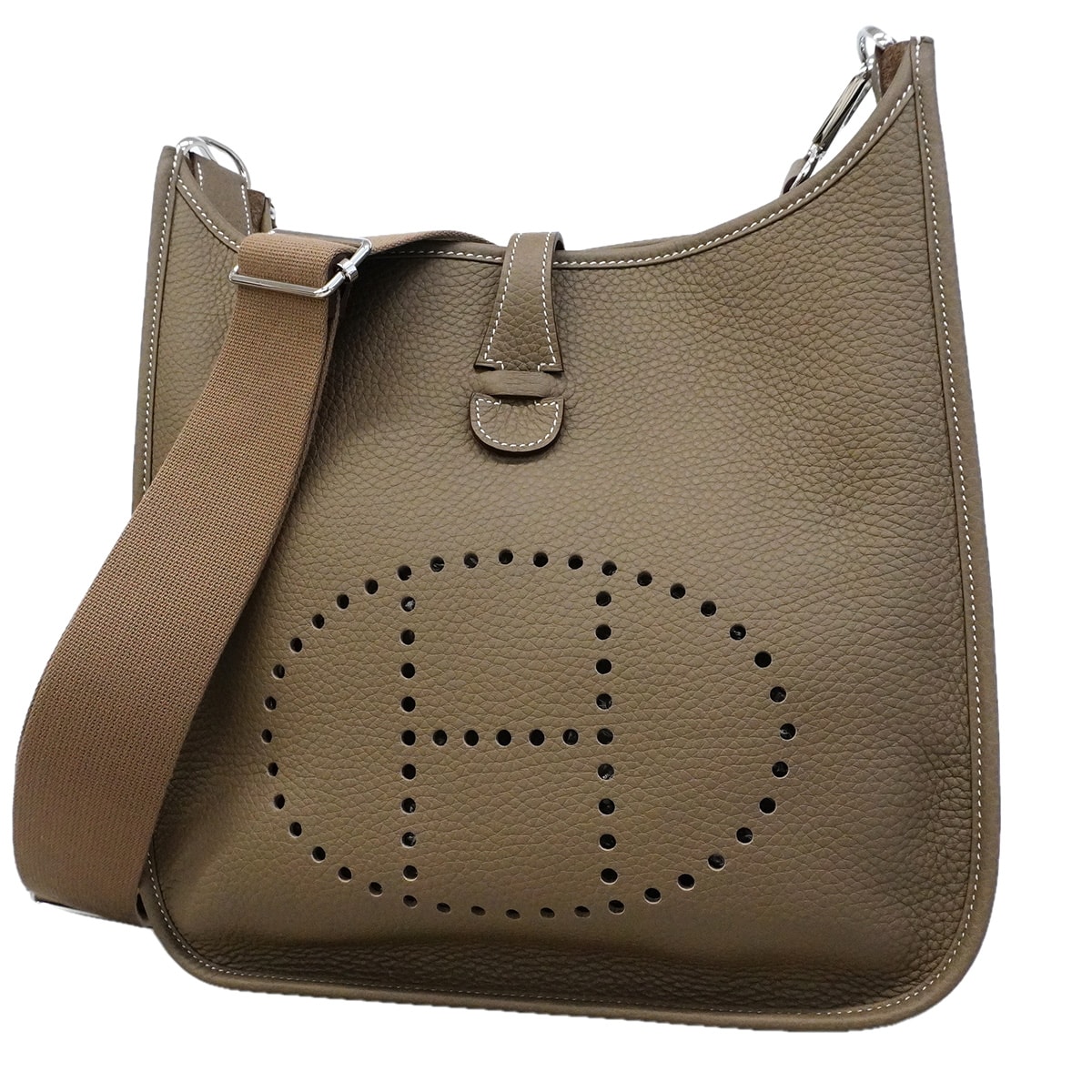 【6ic3799】エルメス ショルダーバッグ エヴリン3PM トリヨンクレマンス エトゥープ シルバー金具 G刻印【中古】レディース