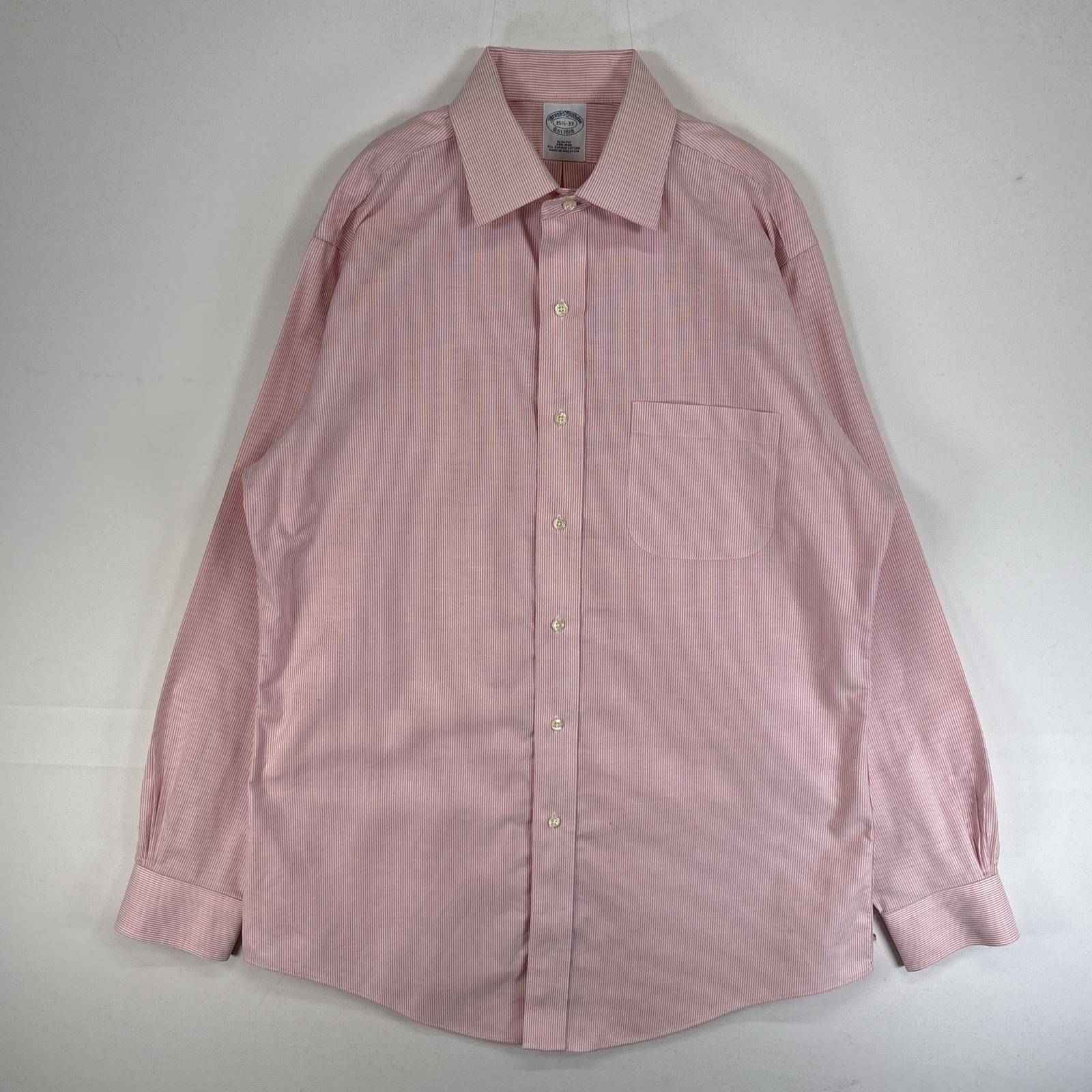 古着 90's/90年代 ブルックスブラザーズ Brooks Brothers 長袖シャツ 胸ポケ NON-IRON M ピンク ストライプ メンズ