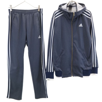 adidas アディダス 長袖 ジップパーカー 上下セットアップ L/M ネイビー ジャージ