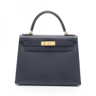 エルメス HERMES ケリー28 ブルーインディゴ 外縫い 2WAY ハンドバッグ バッグ レザー ヴォーエプソン ヴォーエプソン ブルーインディゴ D刻印(2019年製造) レディース ネイビー系 【中古】