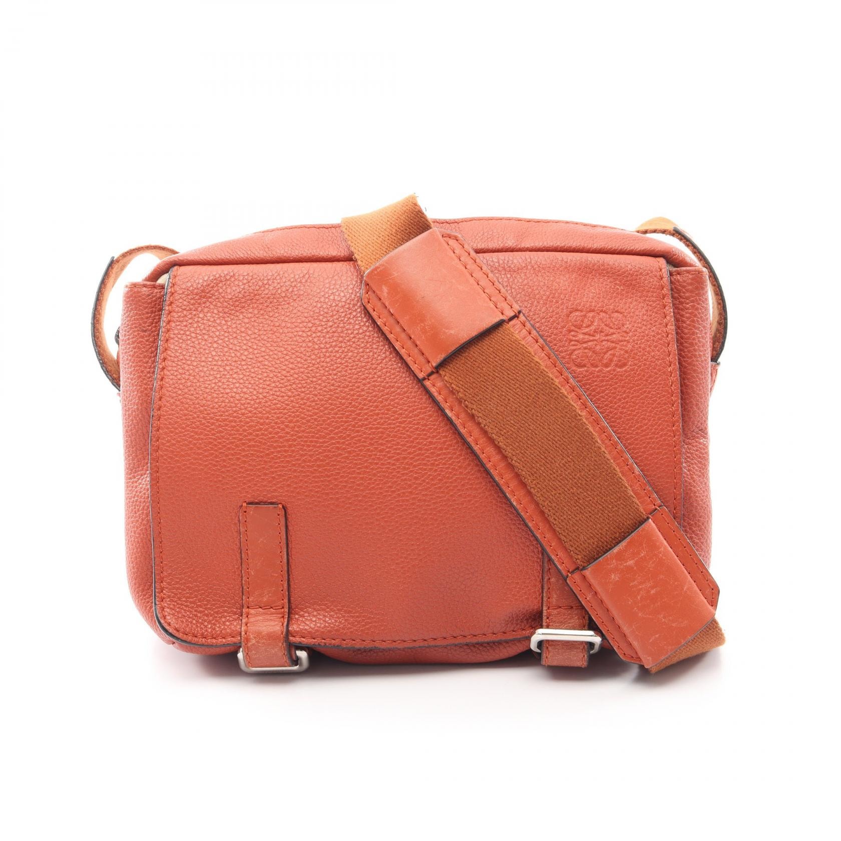 ロエベ LOEWE ミリタリー メッセンジャー XS ショルダーバッグ バッグ レザー レディース ブラウン系 【中古】