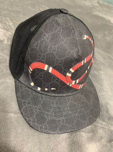 GUCCI GGスプリームキャンバス キングスネークプリント ベースボール