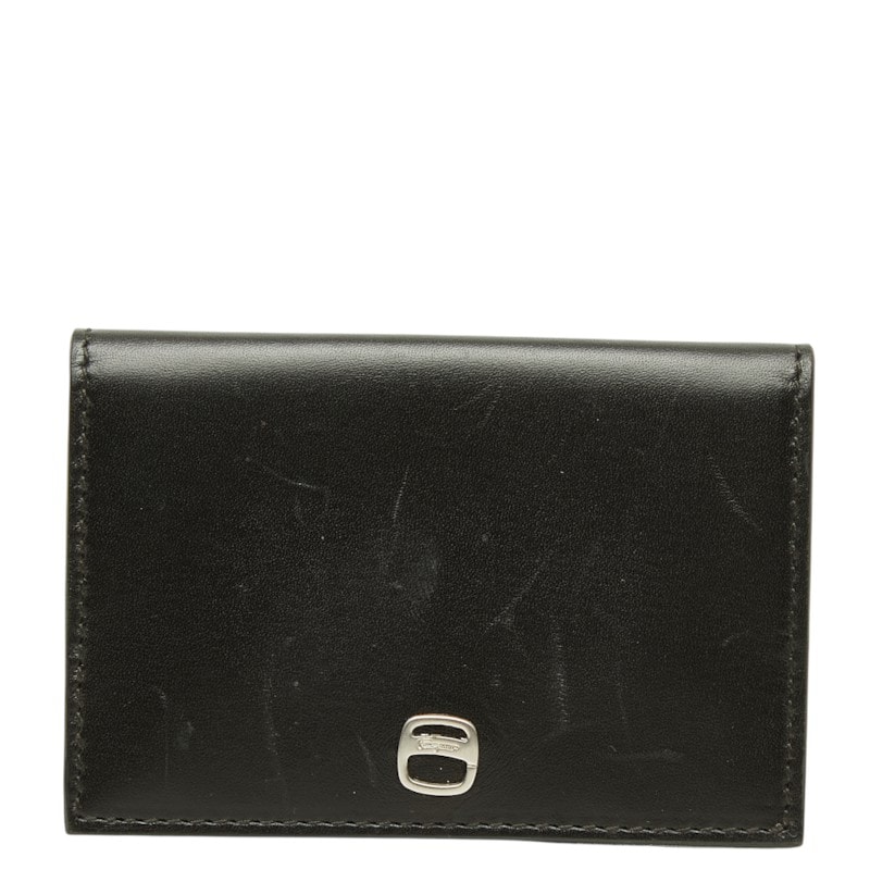 サルヴァトーレフェラガモ ロゴ コインケース 小銭入れ ブラック レザー レディース Salvatore Ferragamo 中古