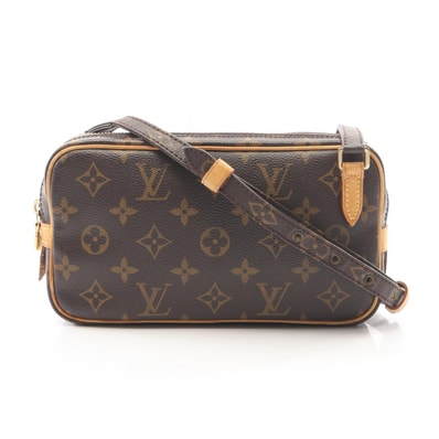 ルイ・ヴィトン LOUIS VUITTON マルリーバンドリエール モノグラム ショルダーバッグ バッグ PVCコーティングキャンバス レザー レディース ブラウン系 M51828 【中古】