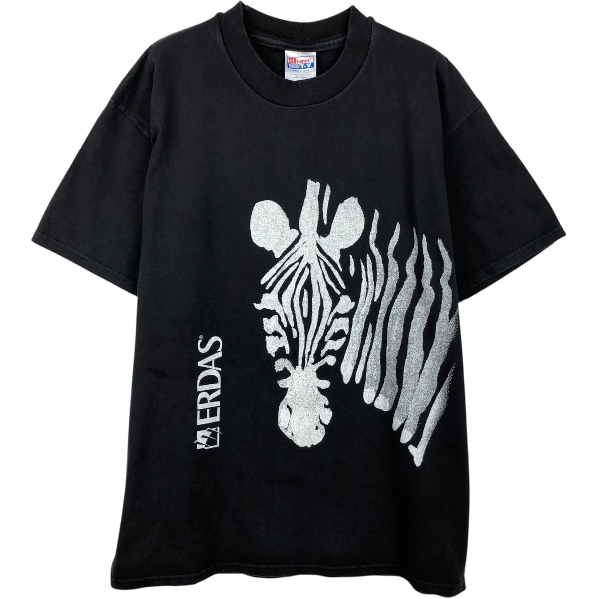 古着 90年代 ヘインズ Hanes BEEFY-T ERDAS シマウマ柄 アドバタイジングTシャツ USA製 メンズL相当 ヴィンテージ/eaa654257