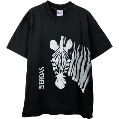 古着 90年代 ヘインズ Hanes BEEFY-T ERDAS シマウマ柄 アドバタイジングTシャツ USA製 メンズL相当 ヴィンテージ/eaa654257