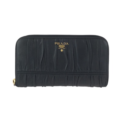 PRADA プラダ ブラック 黒 ゴールド金具 レザー 長財布 ラウンドファスナー 601962 【中古】