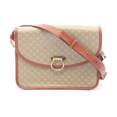 セリーヌ CELINE トリオンフ ショルダーバッグ バッグ PVCコーティングキャンバス レザー レディース ベージュ系 / ブラウン系 【中古】