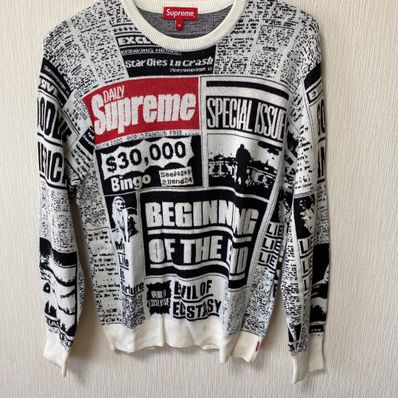 Supreme Newsprint Sweater "White"