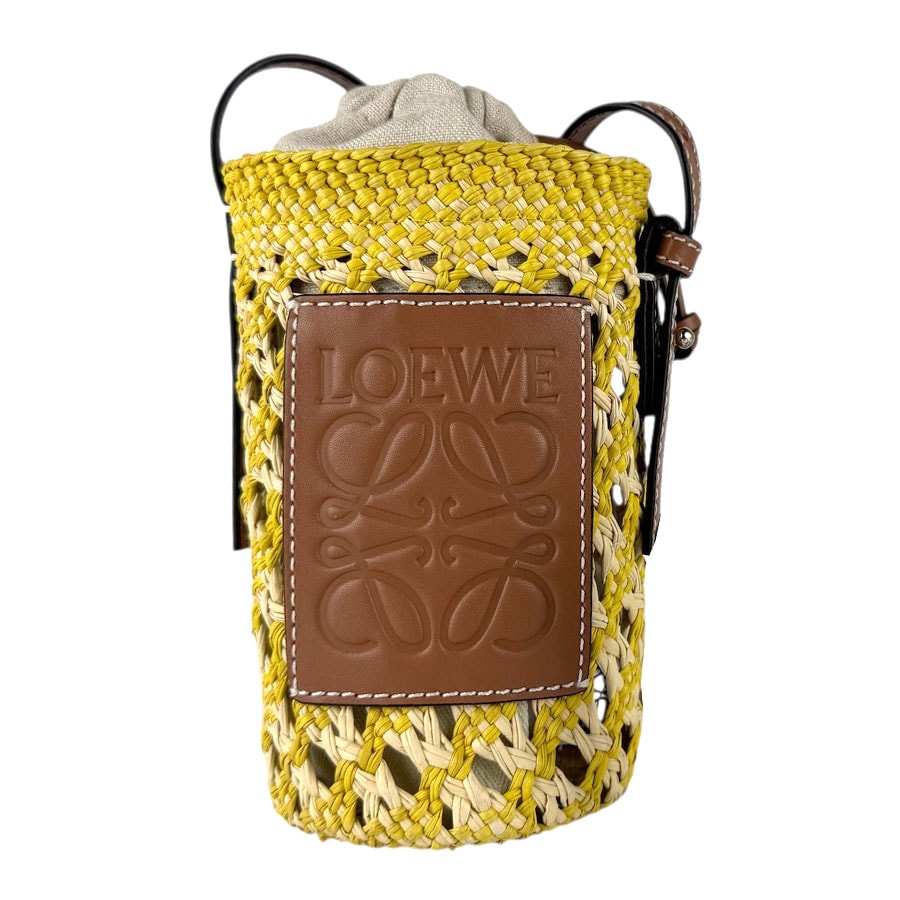 ロエベ LOEWE ショルダーバッグ シリンダーポケット レザー/イラカヤシ イエロー/ブラウン レディース【中古】 z8282