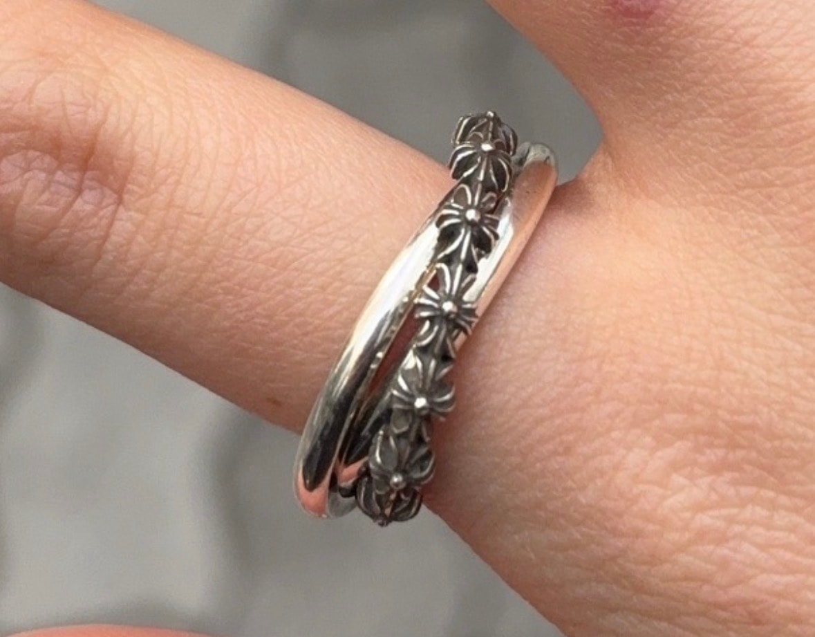 Chrome Hearts Tiny E CH Plus Trpl Band Ring "Silver"