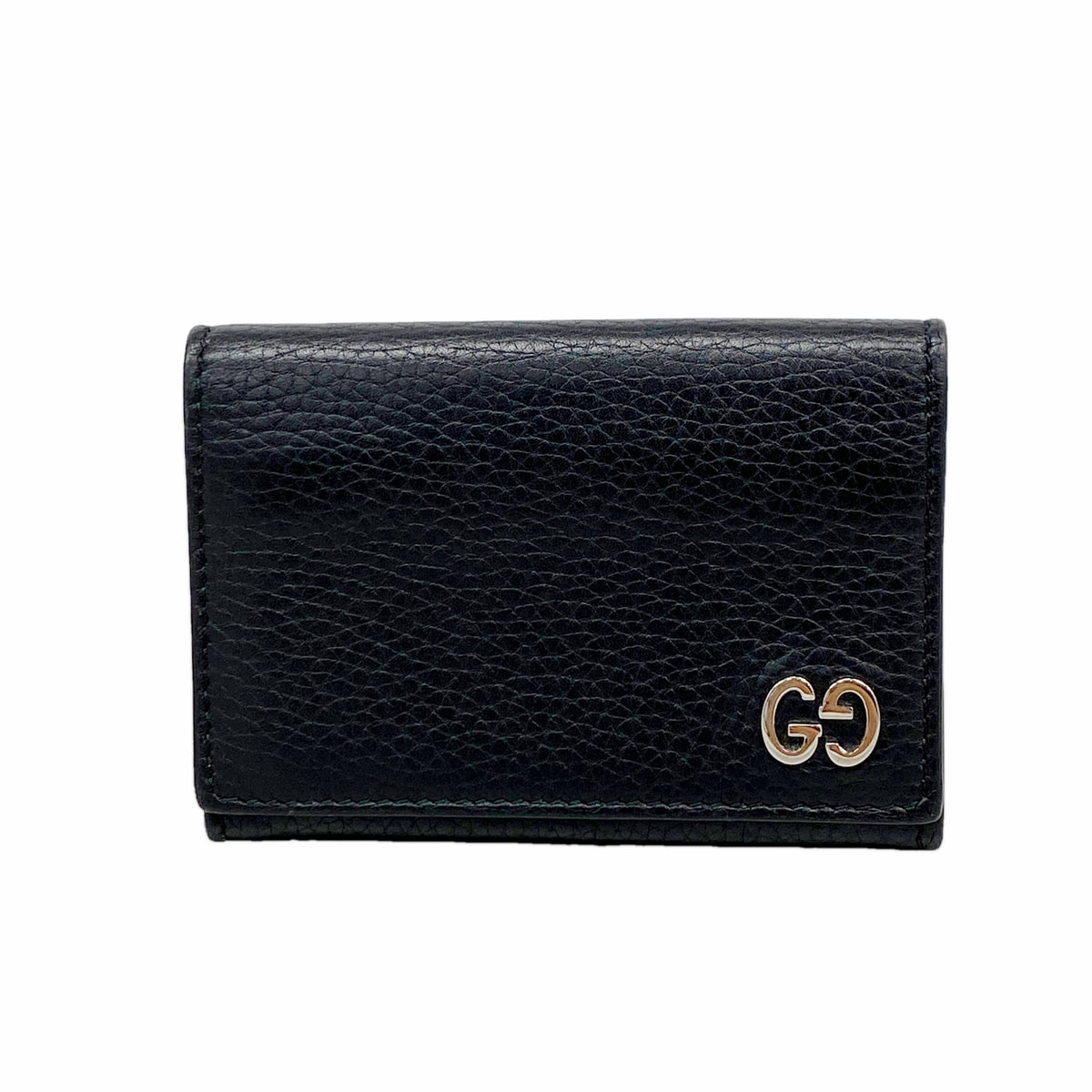 【6hc2317-k】グッチ カードケース ドリアン 473923 レザー ブラック シルバー金具【中古】メンズ