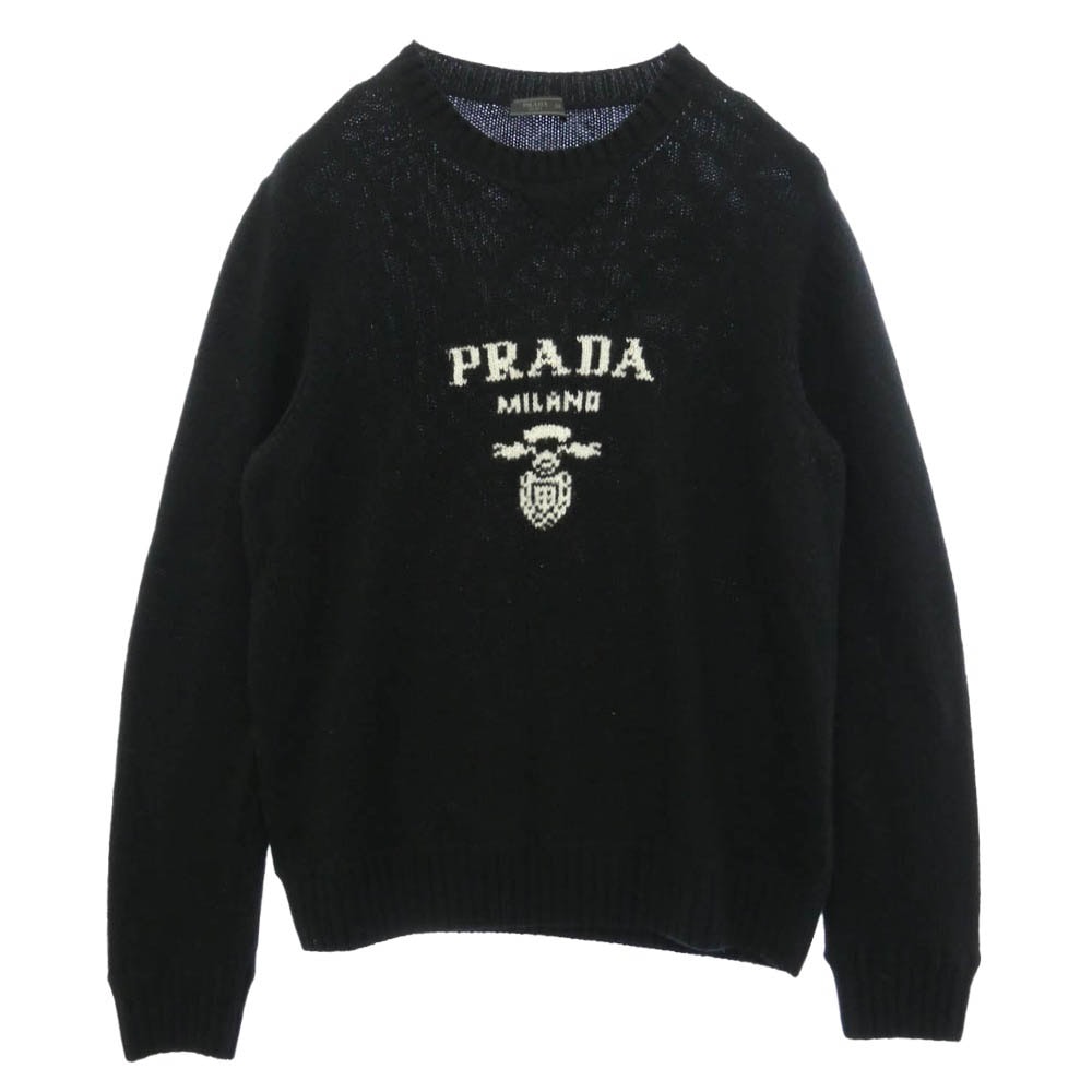 PRADA プラダ 21AW UMB223 S211 1YMW Wool Cashmere Crew Neck Sweater ウールカシミヤ クルーネック セーター ニット ブラック系 50【中古】