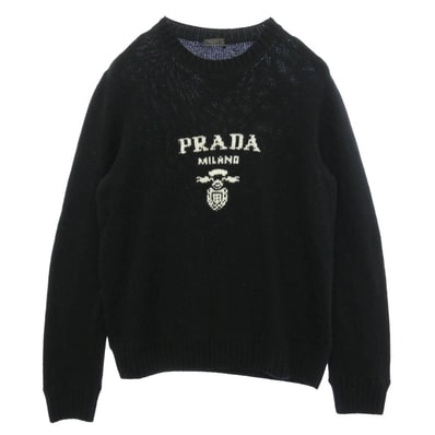 PRADA プラダ 21AW UMB223 S211 1YMW Wool Cashmere Crew Neck Sweater ウールカシミヤ クルーネック セーター ニット ブラック系 50【中古】