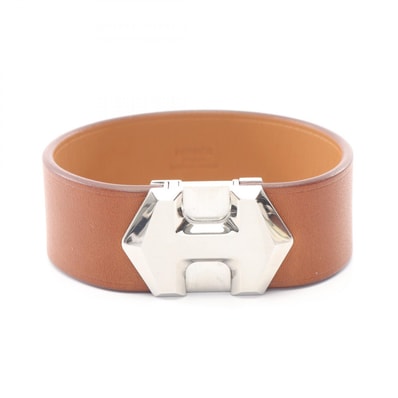 エルメス HERMES スーパーH バングル アクセサリー レザー メタル Y刻印(2020年製造) レディース シルバー系 / ブラウン系 【中古】