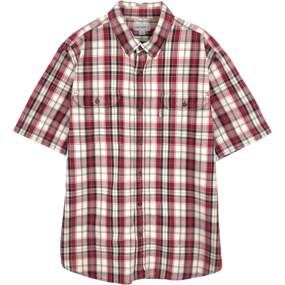 古着 カーハート Carhartt RELAXED FIT チェック柄 ボタンダウン 半袖 ワークシャツ メンズXL相当/eaa653031