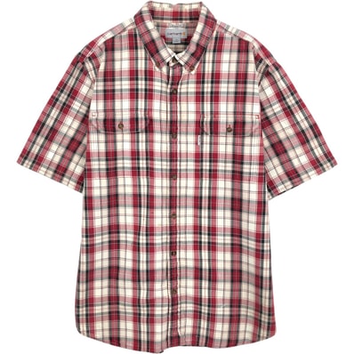 古着 カーハート Carhartt RELAXED FIT チェック柄 ボタンダウン 半袖 ワークシャツ メンズXL相当/eaa653031