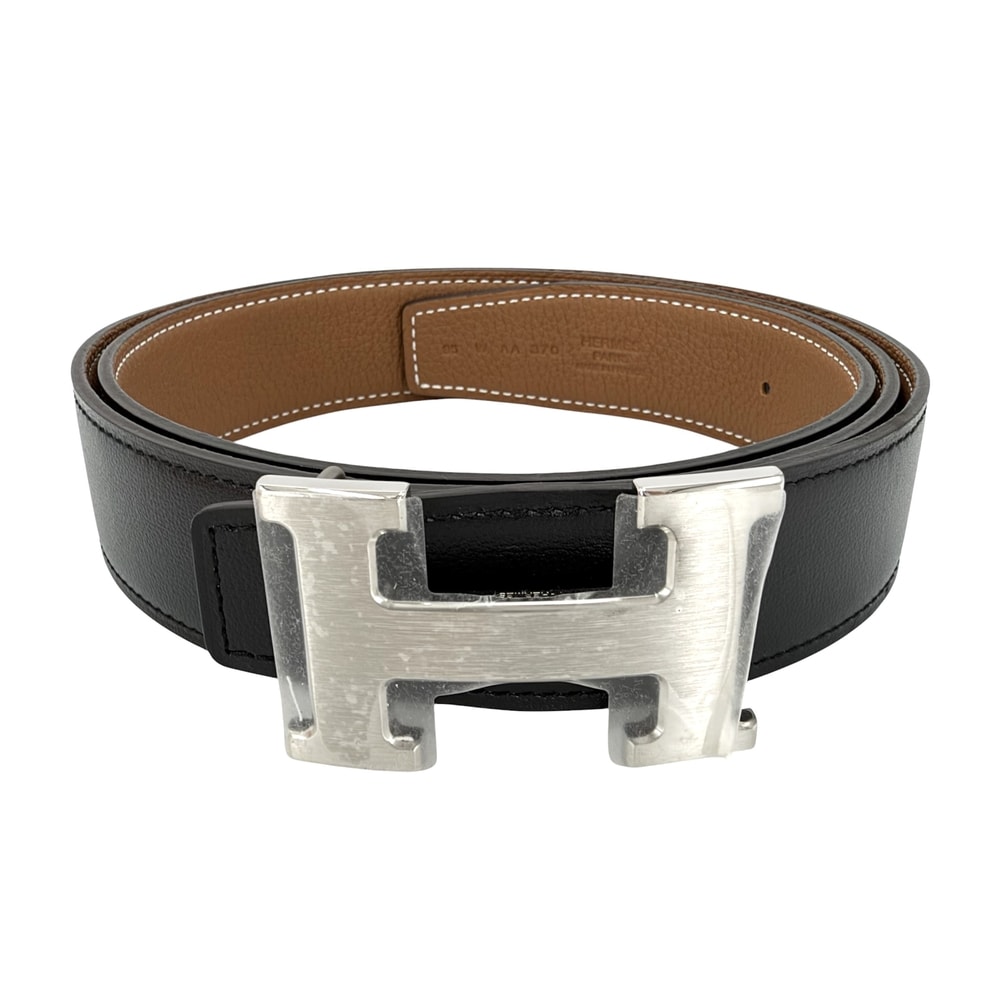 HERMES エルメス ベルト コンスタンス リバーシブル ファッションアイテム 95サイズ 小物 W刻印 レザー    ブラック 黒 ブラウン 茶 シルバー金具 レディース 美品 2024年【中古品】