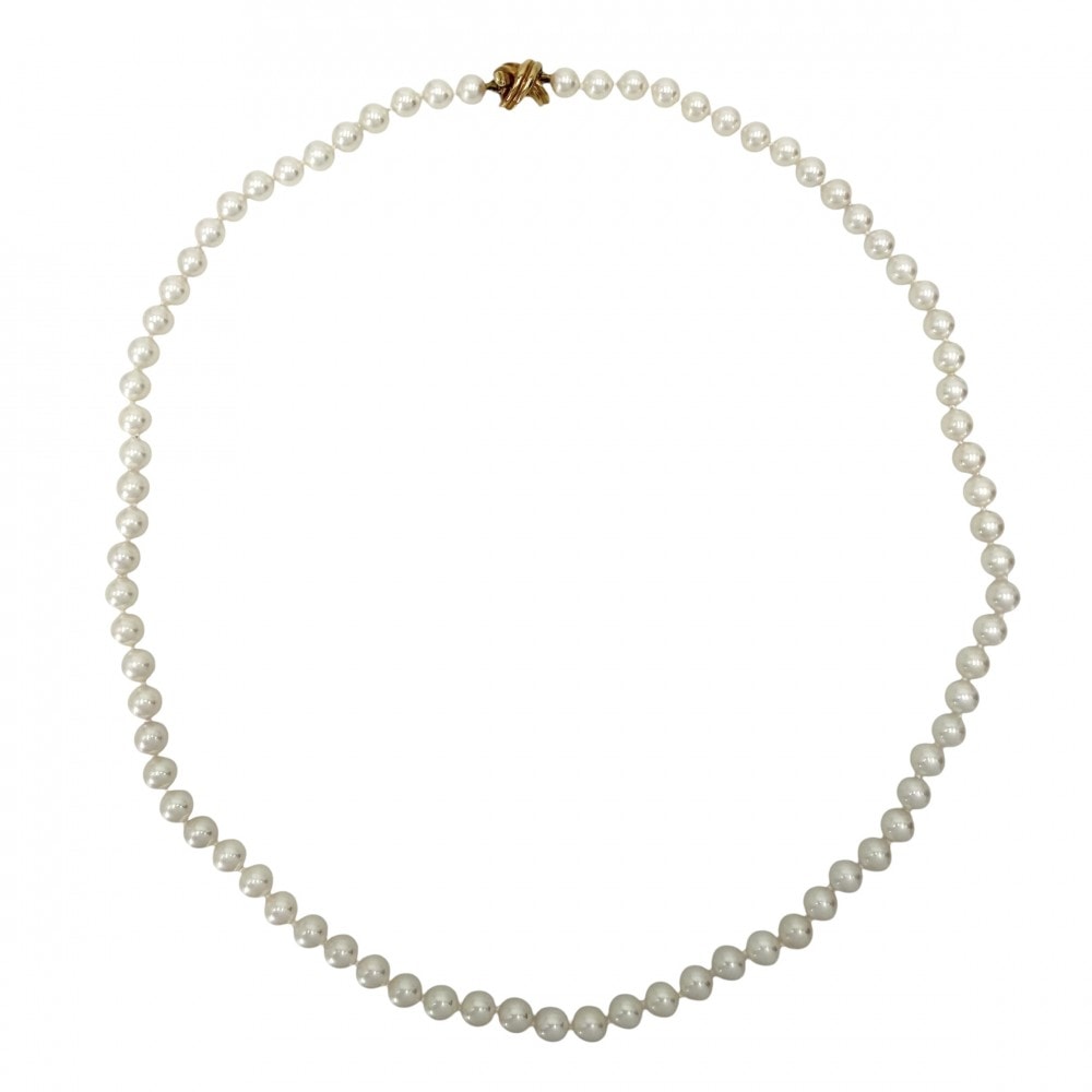TIFFANY&Co. ティファニー ネックレス パールネックレス シグネチャー 真珠 ジュエリー K18イエローゴールド パール パール レディース 約18.0g【中古品】