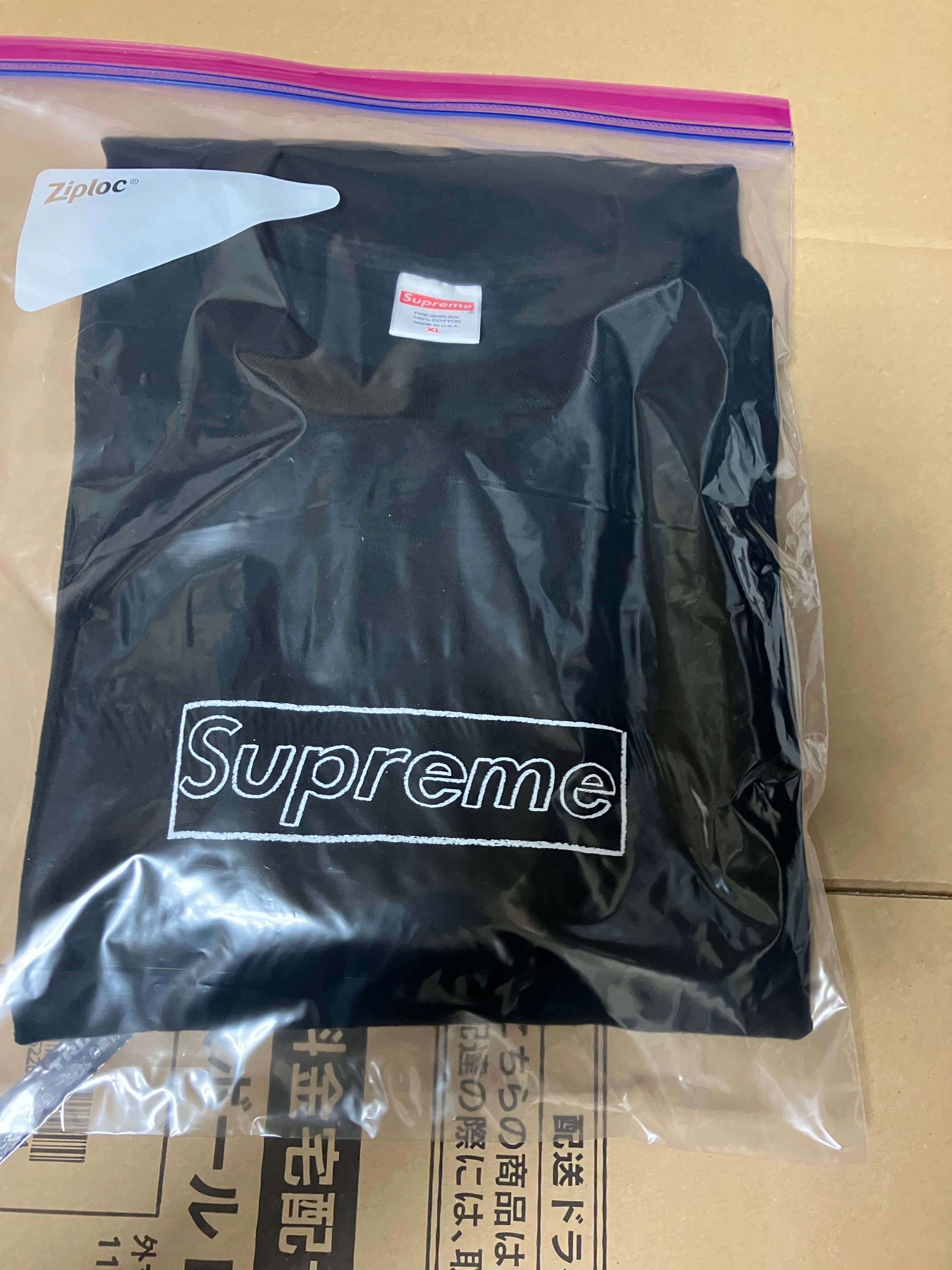 Supreme KAWS Chalk Logo Tee "Black"