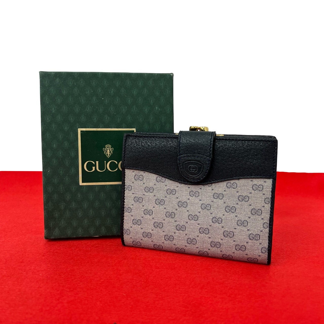 美品 GUCCI 財布 B (目立った傷や汚れなし)】GUCCI グッチ マイクロGG ロゴ レザー PVC