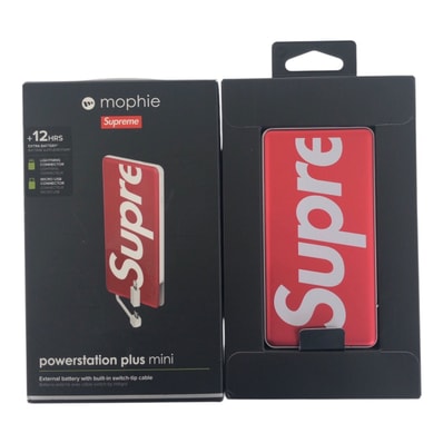 新品未使用 Supreme シュプリーム レッド ホワイト アルミ 小型家電 モバイルバッテリー 505566 【中古】